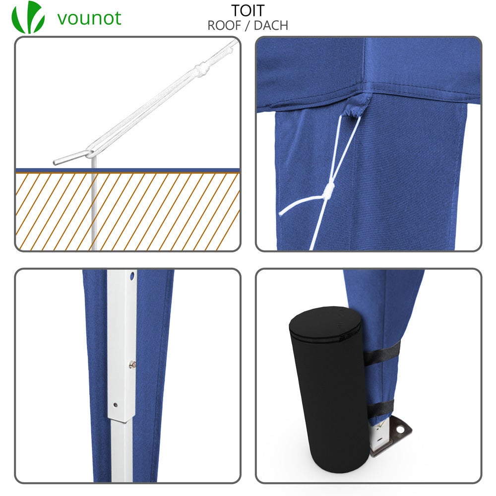 Gazebo Plegable Cenador 3x3 m Pabellon de Jardín, Azul - 6