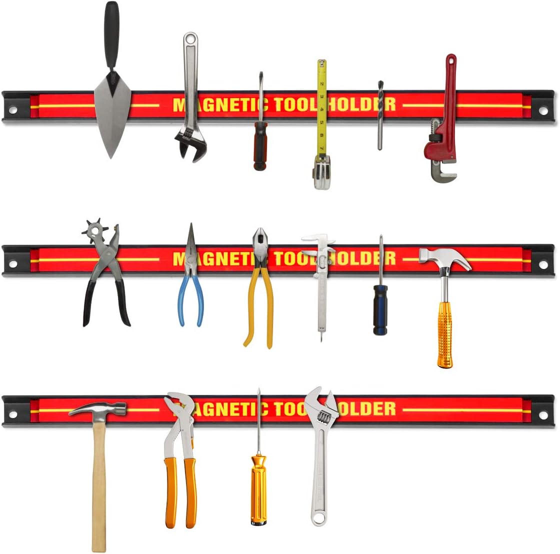 Porte-outil Magnétique, Set de 3 Barres, Aimant Puissant pour Rangement Mural des Outils, 46 x 2,3CM en Acier, Chacun peut Supporter 10 KG - 7