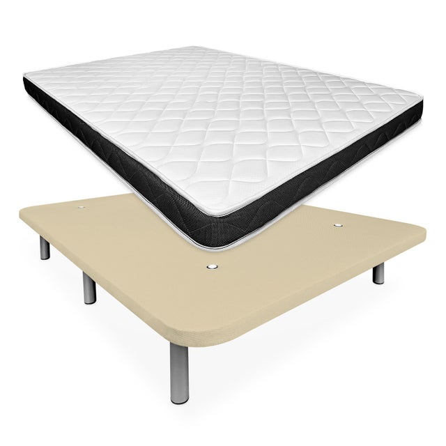 Pack Base tapizada Beige con colchón viscoelástico fresh 135x190cm