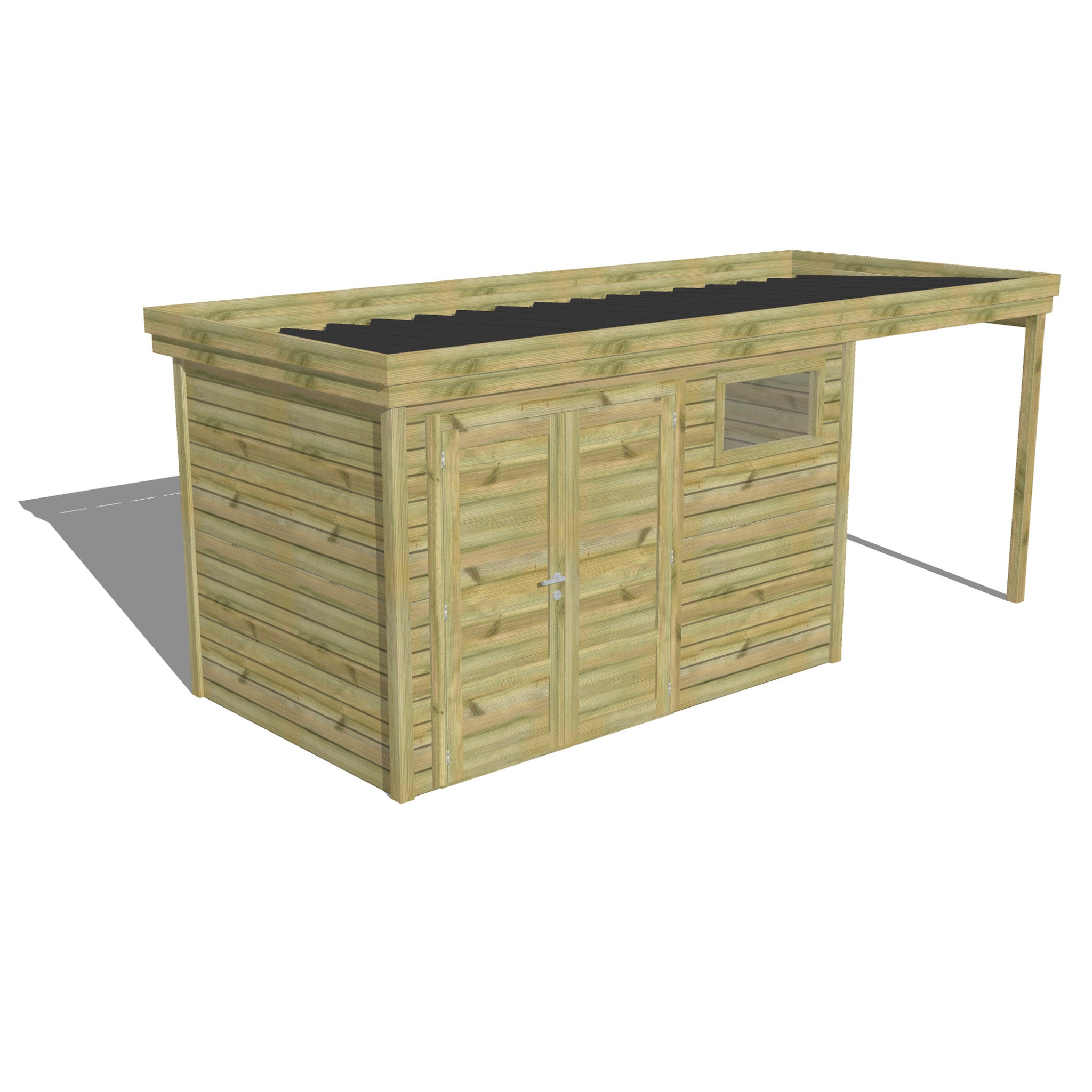 ABRI DE JARDIN Bois Pin Autoclave 27mm - 4,34x3,44m / 14,9m2 - Bac