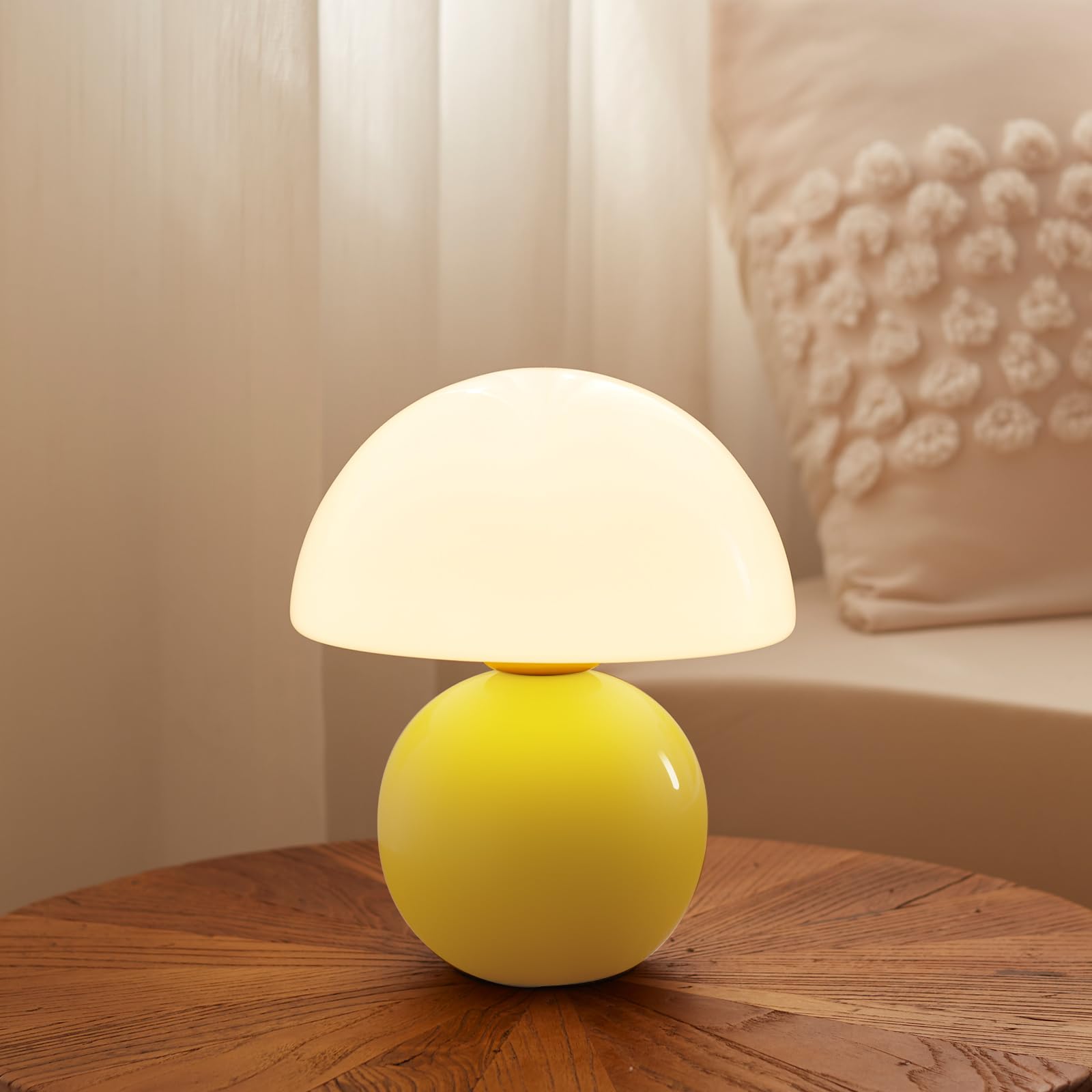 Lampka grzybek USB, 3-kolorowa ściemnialna lampka stołowa, ładna mała półprzezroczysta lampka nocna do sypialni