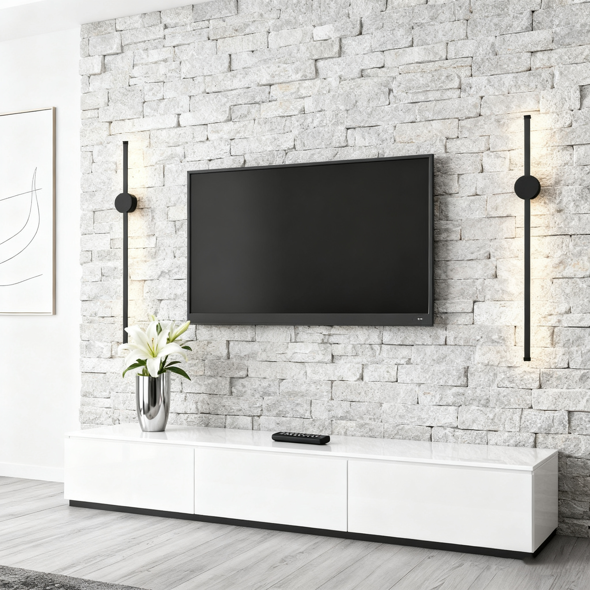 NETTLIFE Aplique LED de interior - 60 cm - Lámpara de pasillo de diseño moderno negro - Blanco cálido 3000 K - Lámpara de cocina - 2