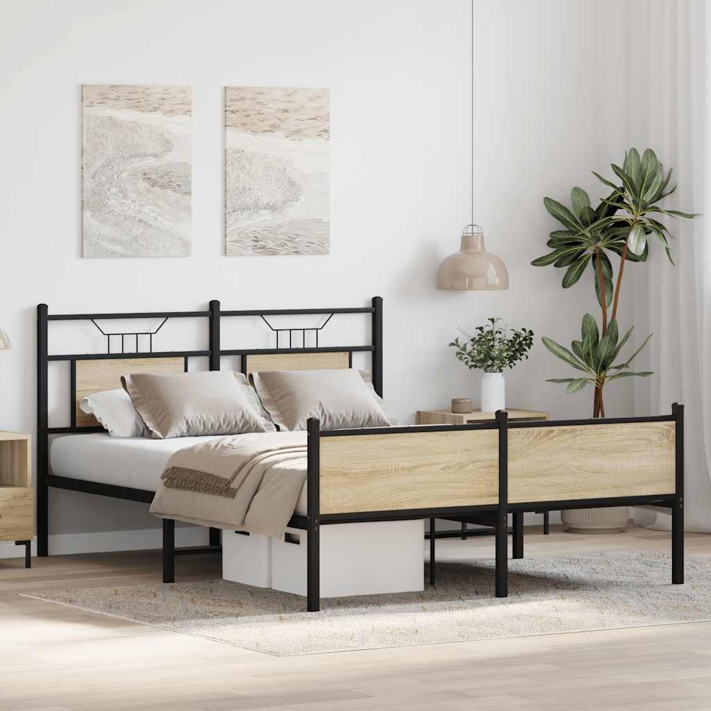 Cama de casal | Cama de adulto | Estrutura cama s/ colchão derivados de madeira carvalho sonoma CFW361908 - 5