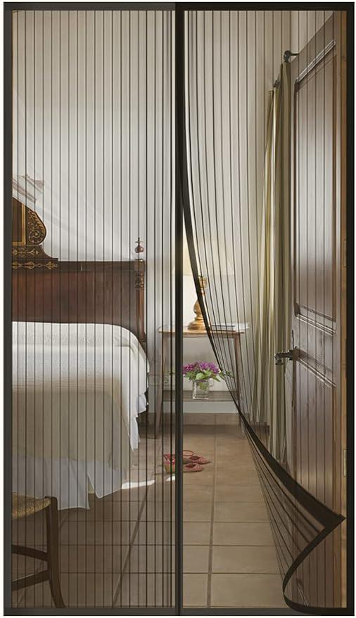 Mosquitera magnética para puerta, mosquitera magnética de malla fina, cortina antimoscas y antiinsectos, con cierre de almacenamiento, (negro 160 x 22