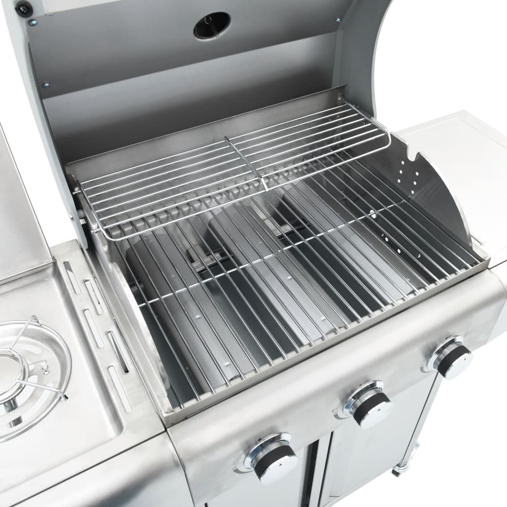 Barbecue gril à gaz avec 4 brûleurs argenté acier inoxydable vidaXL - 8
