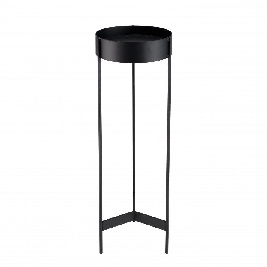 DALY - Sellette en bois ronde / porte plantes GM noire piètement métal - 2