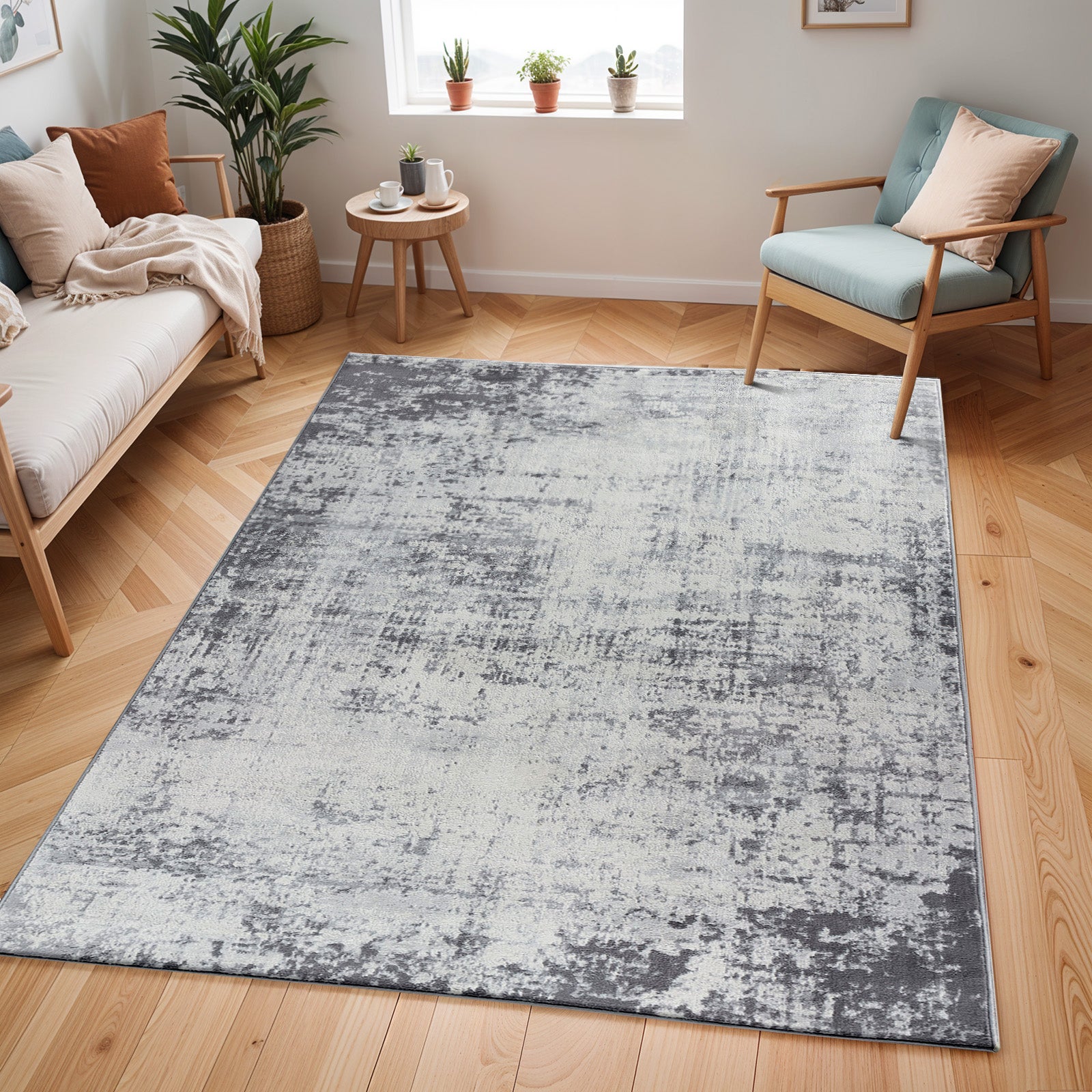 LIVABLISS Tapis Abstrait Moderne Gris/Blanc 160x215 cm Milena - 2