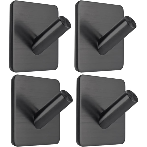 Wodoodporny samoprzylepny wieszak na ręczniki, samoprzylepny wieszak na ręczniki ze stali nierdzewnej, czarny uchwyt na ręczniki, opakowanie 4 sztuk