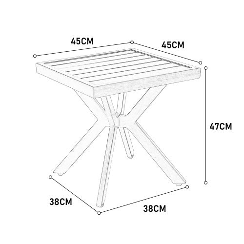 Table d'Appoint Carrée en Aluminium pour Patio, Jardin et Piscine, Facile à Entretenir, Résistant aux Intempéries, Couleur Brun Foncé - 3