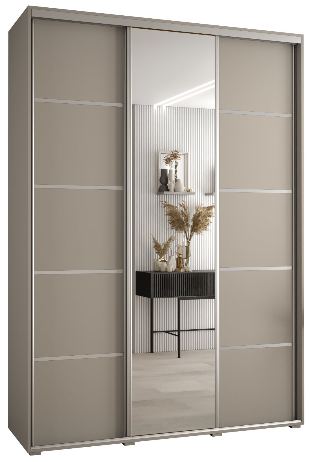 Szafa przesuwna z lustrem wysoka Dakota 5 170 x 60 x 235,2 cm kaszmir + u. Srebrny - Abiks Meble