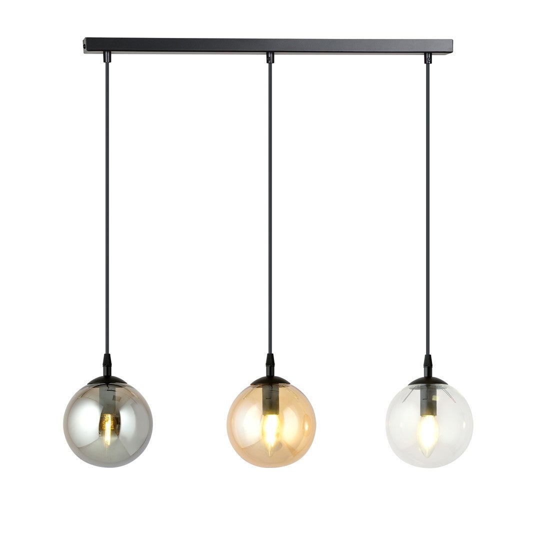 Lampa wisząca Cosmo czarna-wielokolorowy 3xE14x10W wym: 100 x 70 x 12 cm szkło Emibig