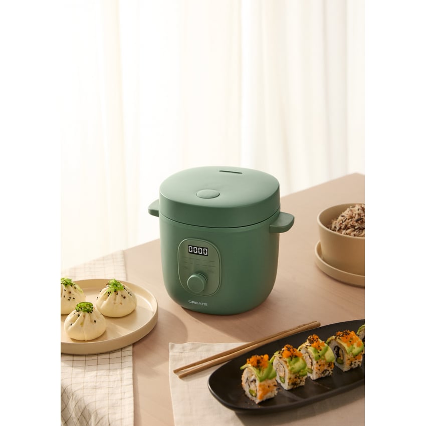 CREATE - RICE COOKER STUDIO - Elektryczny wielofunkcyjny garnek do ryżu z koszykiem do gotowania na parze - Sauge