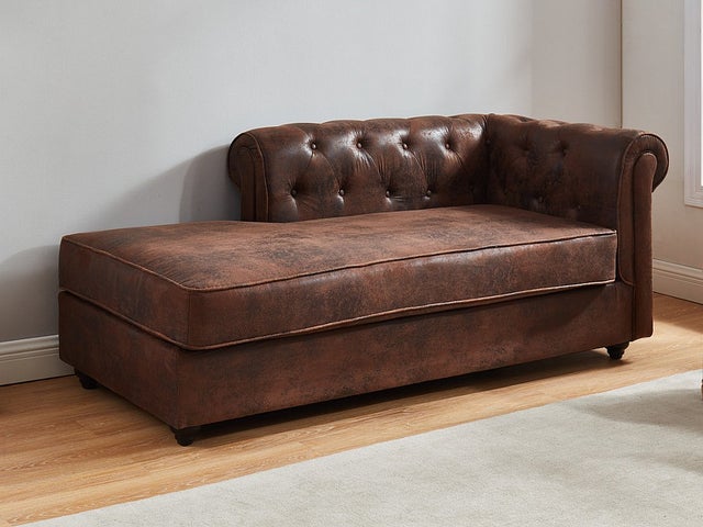 Canapé en cuir marron, design suisse, années 1970, fabrication : De