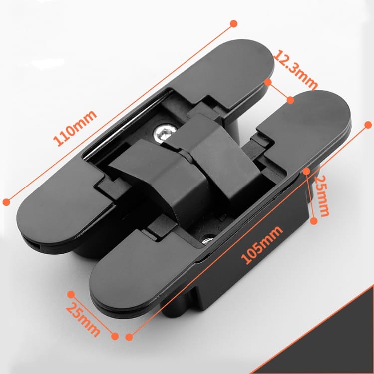 Lot de 2 Charnières Invisibles pour Portes - 180°, Charge 40kg, Noir - 2