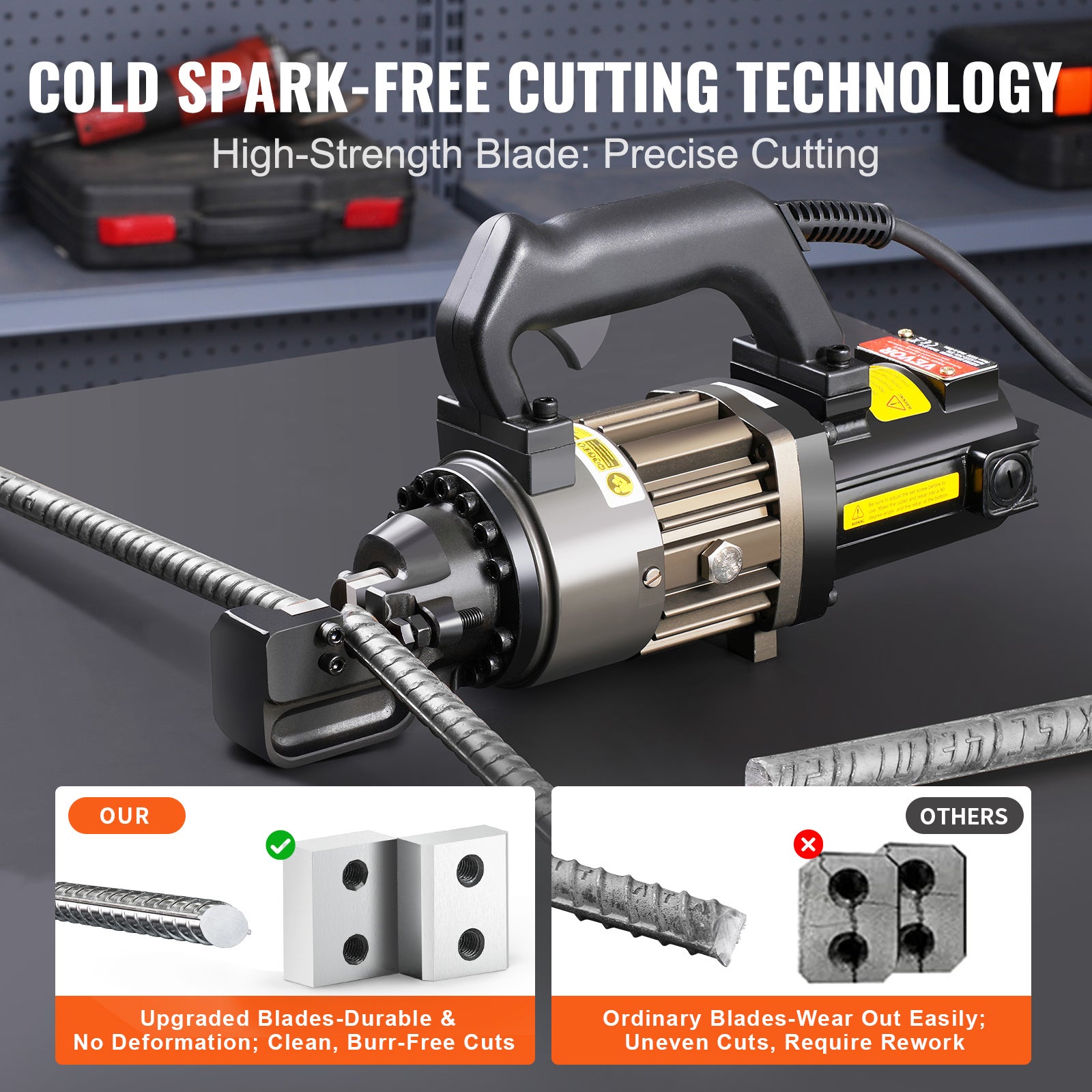 Taglierina Elettrica VEVOR Portatile 1000 W per Barre d’Armatura, Diametro 4-16 mm - 6