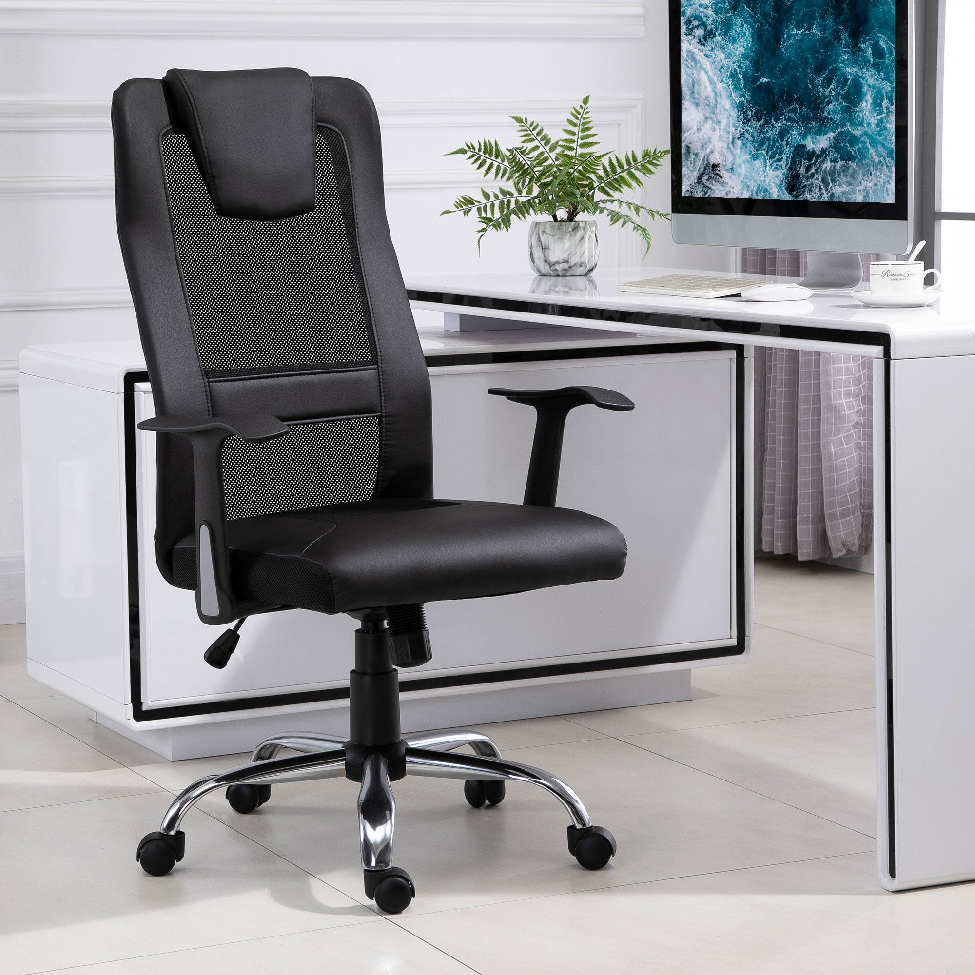 Sedia da ufficio Houston 200 , 87x57x51cm, Con ruote, Con braccioli, Meccanismo sedia: Economic
