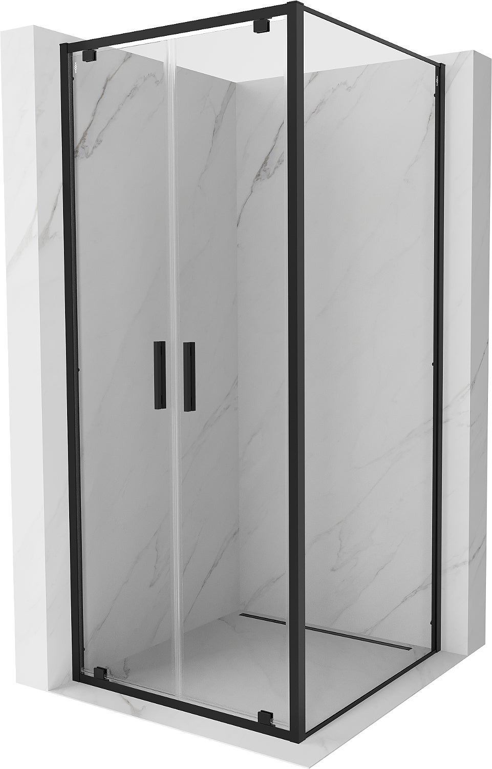 Mexen Exo kabina prysznicowa uchylna 80 x 80 cm, transparent, czarna - 8182-080-080-70-00