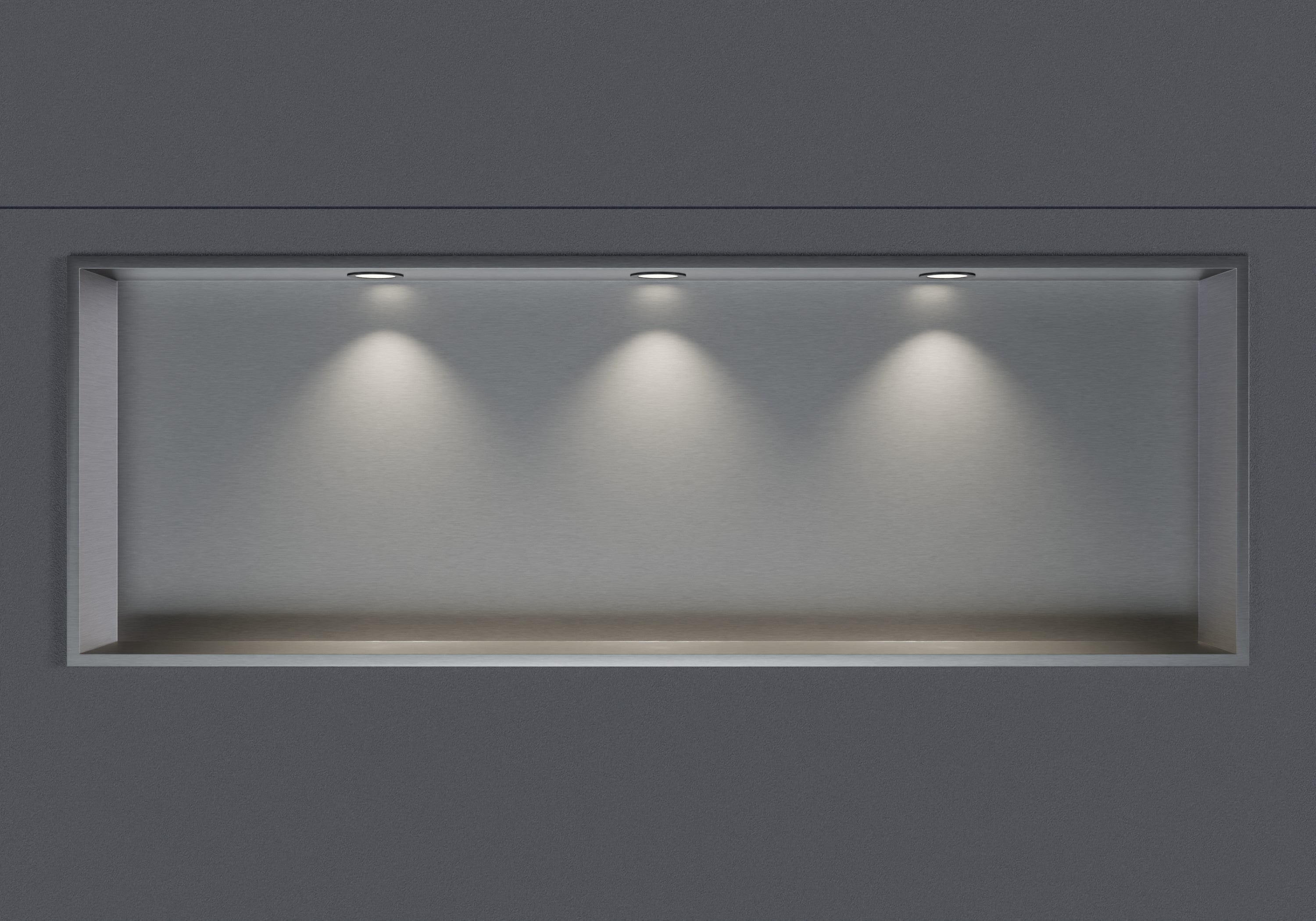Bernstein Półka wnękowa 90x30 nierdzewna - 3x LED oprawka czarna