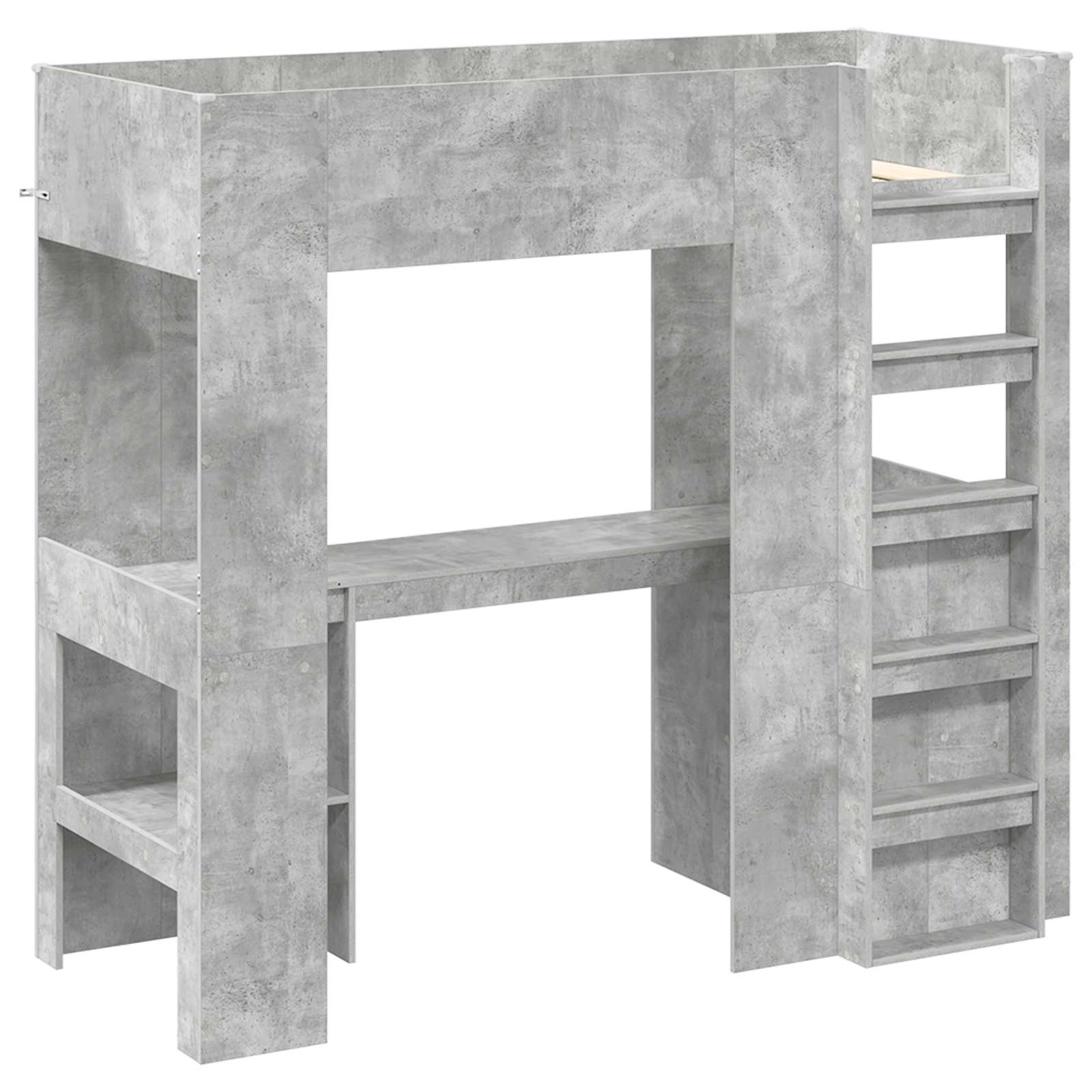 Cadre de lit superposé avec bureau, gris béton, pour la chambre, 75 × 190 cm - 4
