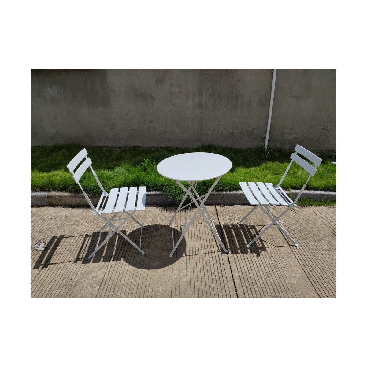 Set Tavolo Rotondo e Sedie Pieghevoli per Terrazzo Giardino