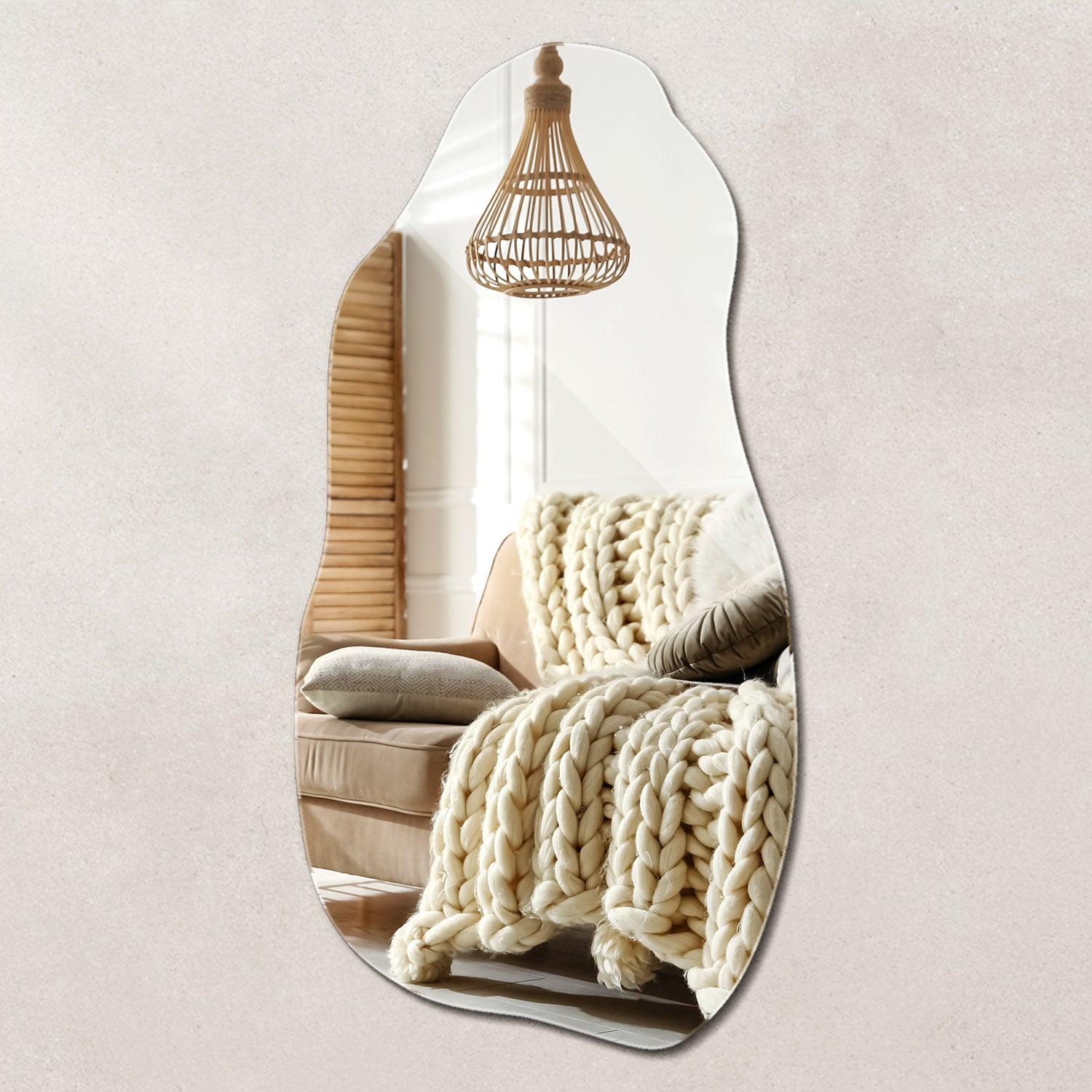 Miroir Salle De Bain Contemporain FAWdecor - Miroir Mural LED Asymétrique Sans Cadre 81 X 152 Cm