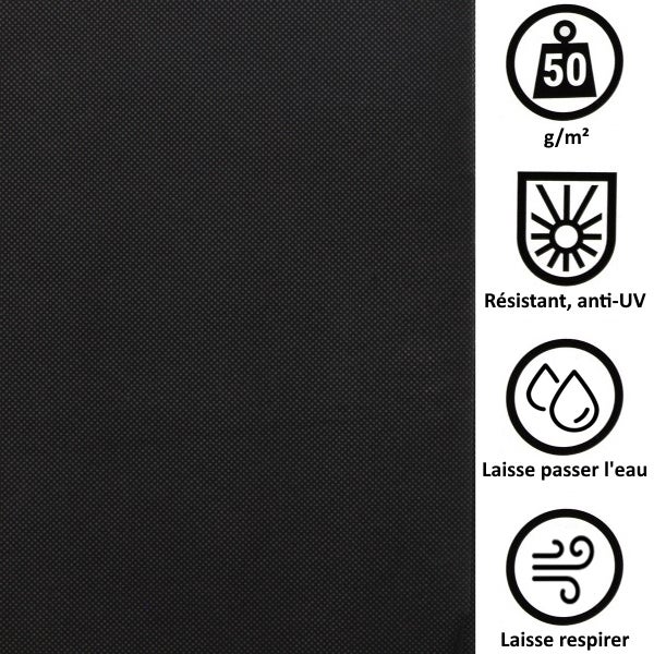 Géotextile anti-mauvaises herbes non tissé 50 g/m2 - 1,10 x 10 mètres - 2