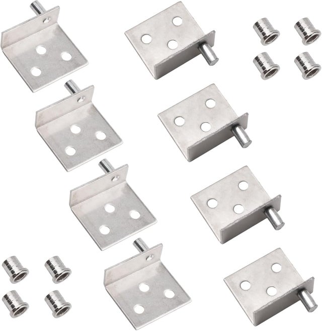 Lot de 4 charnières pivotantes à arbre dissimulé pour porte d'armoire en bois avec goupille pour porte d'armoire en bois à pivot libre (argent)