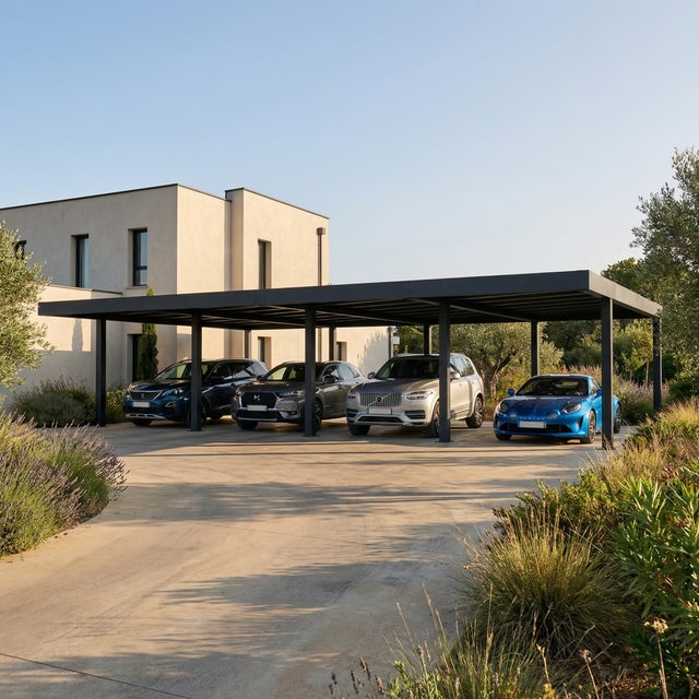 Carport Double OSLO 11,97 x 5,96 m NOIRES Canopia