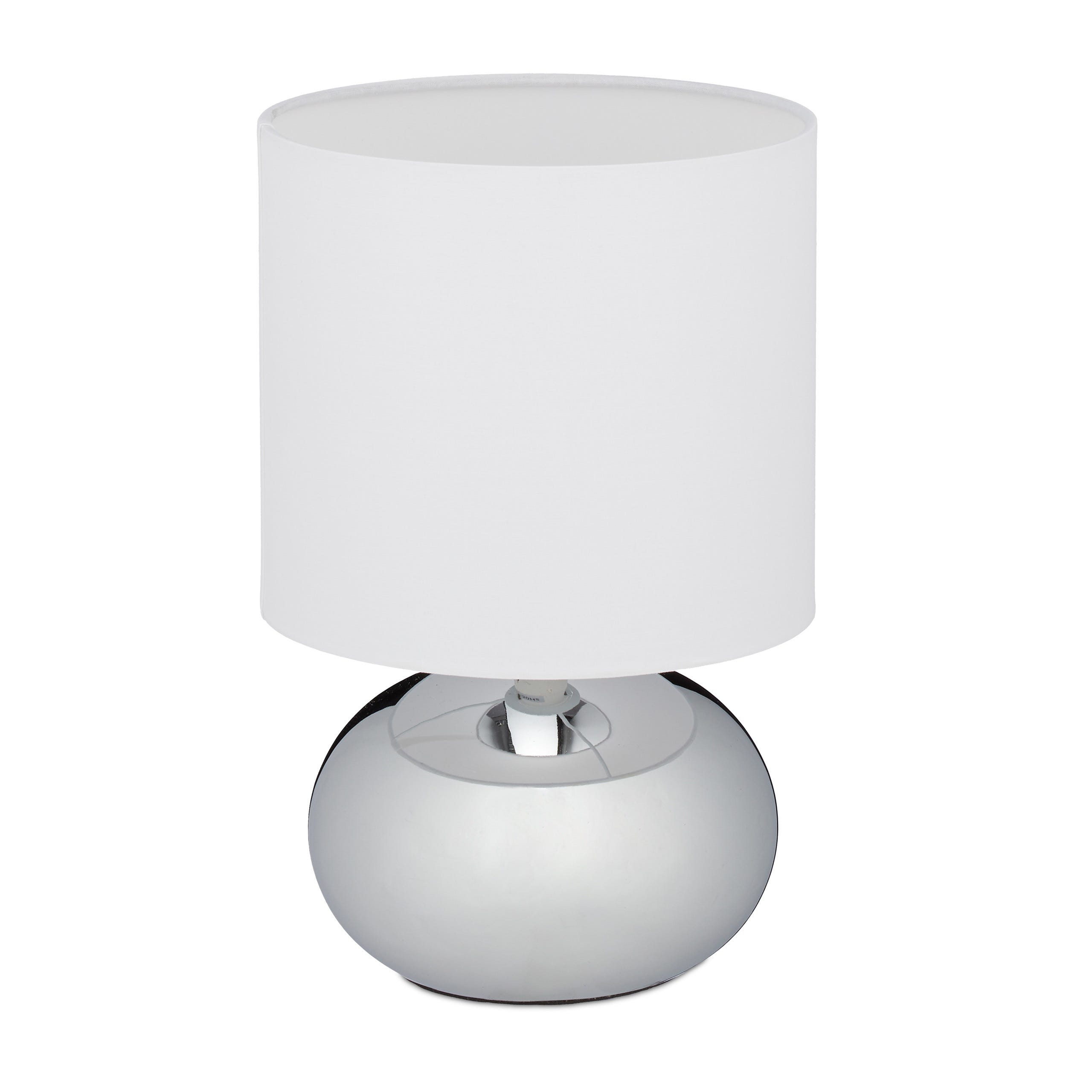 Relaxdays Lampada da Comodino con Funzione Touch Regolabile, Moderna, 3 Livelli, con Cavo, HxD: 28 x 18 cm ca., Argento Relaxdays Lampada da Comodino con Funzione Touch Regolabile, Moderna, 3 Livelli, con Cavo, HxD: 28 x 18 cm ca., Argento