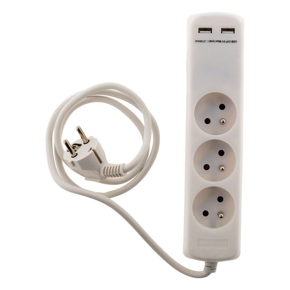 Bloc 3 prises 16A 2P+T avec 2 USB - Zenitech - 3