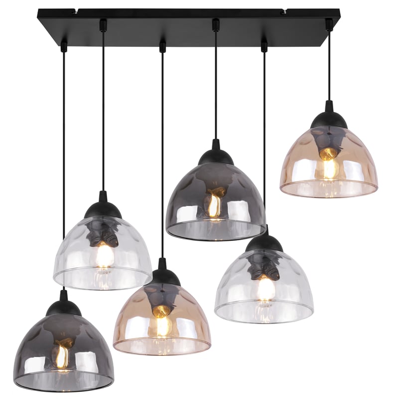 Lampa sufitowa wisząca Venice modern 6xE27 klosz półkulisty czarny/mieszane Light Home LH