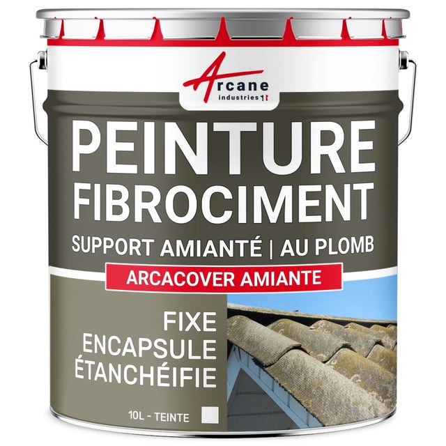 Peinture fibro ciment pour encapsulage support amiante / plomb : ARCACOVER AMIANTE. Blanc - 10 L - ARCANE INDUSTRIES