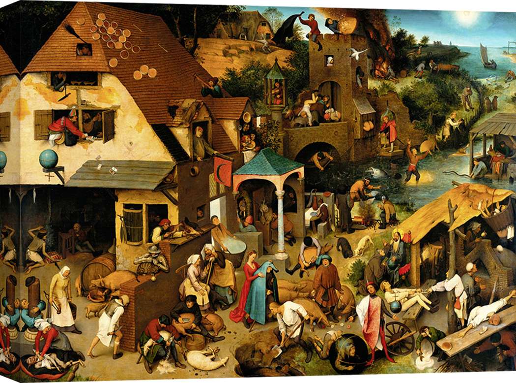 Peinture, impression sur toile - Pieter Bruegel l'Ancien, Les Proverbes hollandais - 80x60 cm - 1