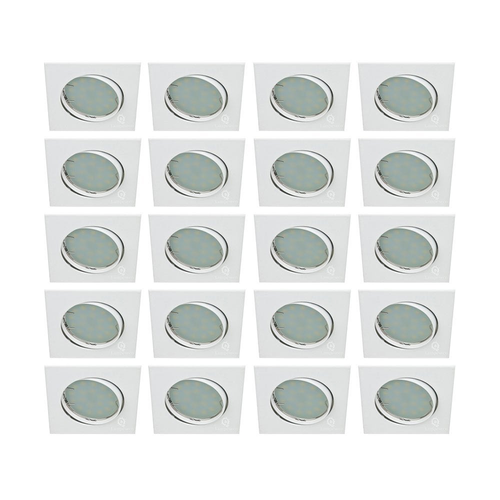 Lot de 20 Spot encastrable orientable LED carré GU10 230V équivalent 50W blanc neutre - 6