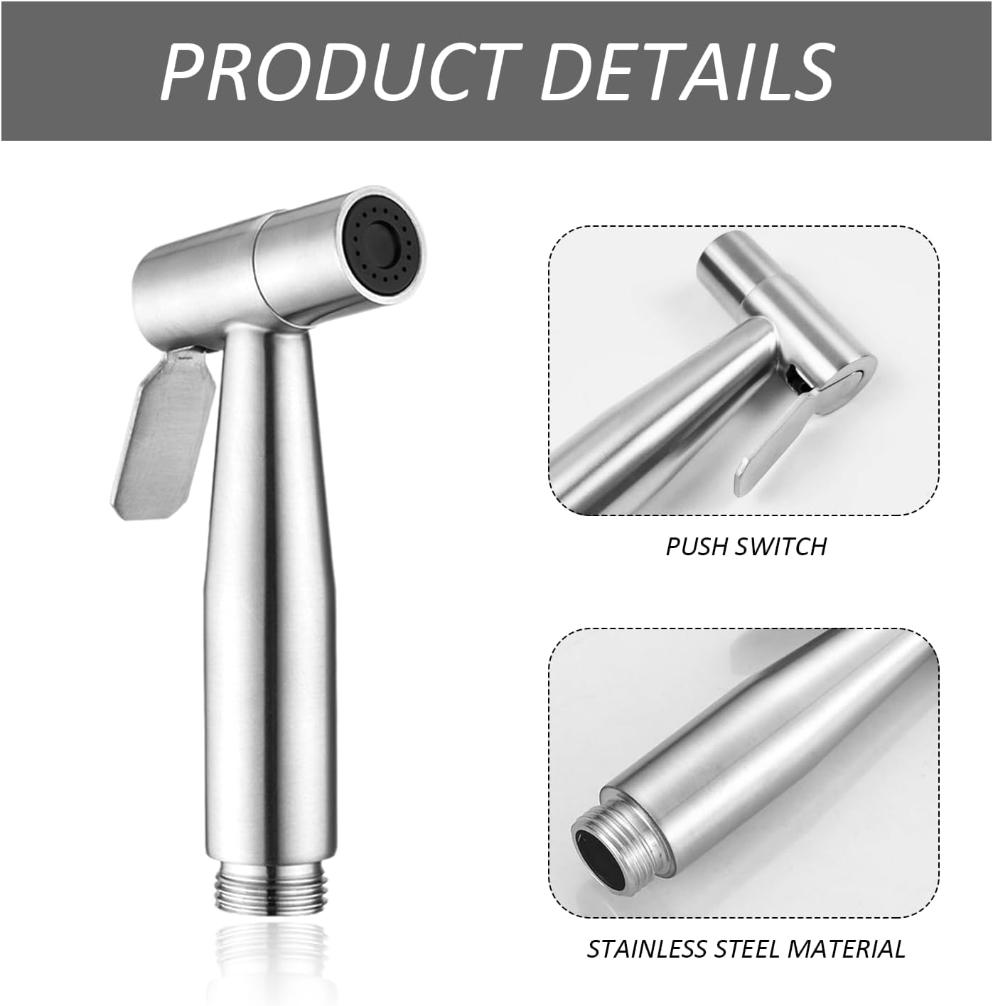 Pommeau De Douche Main En Acier Inoxydable - Pulvérisateur Pour Toilettes Ou Nettoyage - Design Compact Et Léger