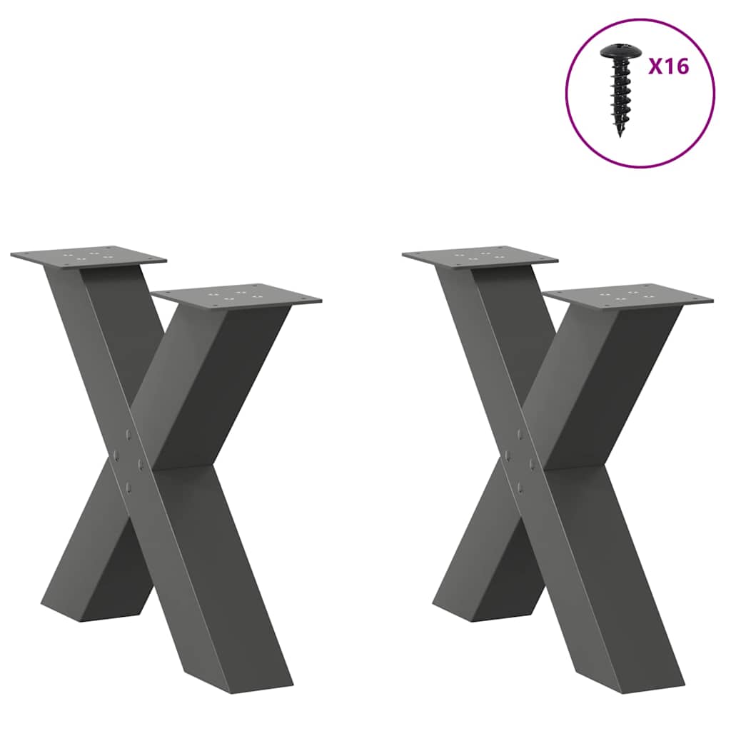 Pernas de mesa de centro em forma de X 2 unidades de aço antracite - COMFORTXL - 3