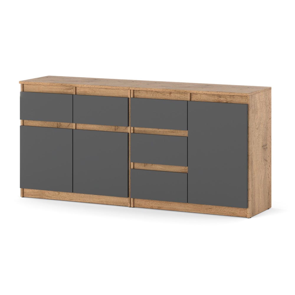 Komoda z 5 szufladami do sypialni szafka 160cm dąb wotan szary mat salon