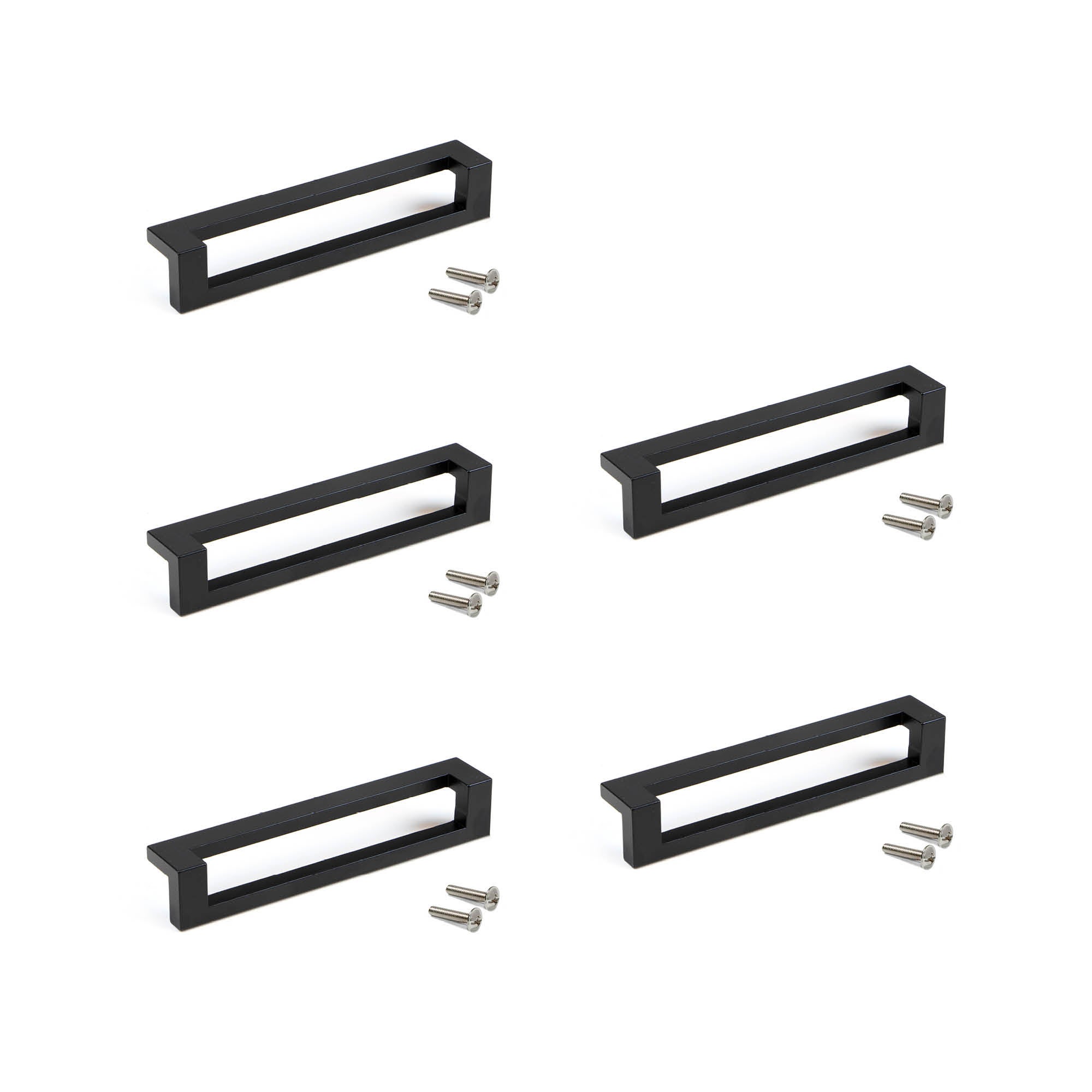 Emuca Pakiet 5 uchwytów meblowych Ribarroja, L144mm, Rozstaw 128mm, Znal, Malowane na czarno