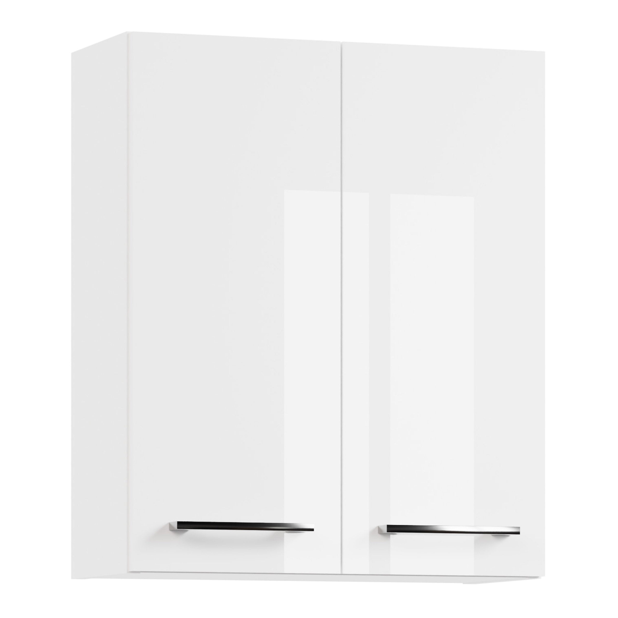 Szafka łazienkowa wisząca biała połysk z półkami do łazienki ścienna 50x60