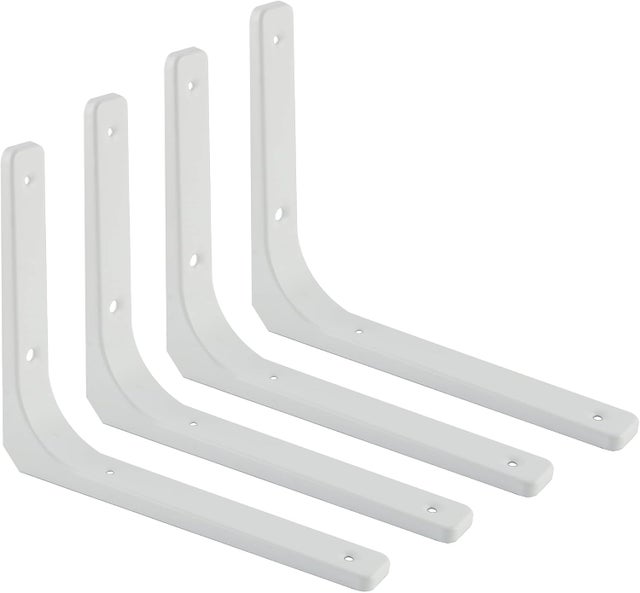 Paquete de 4 soportes para estantes flotantes de pared, soportes ocultos de madera blanca (250 mm x 200 mm)