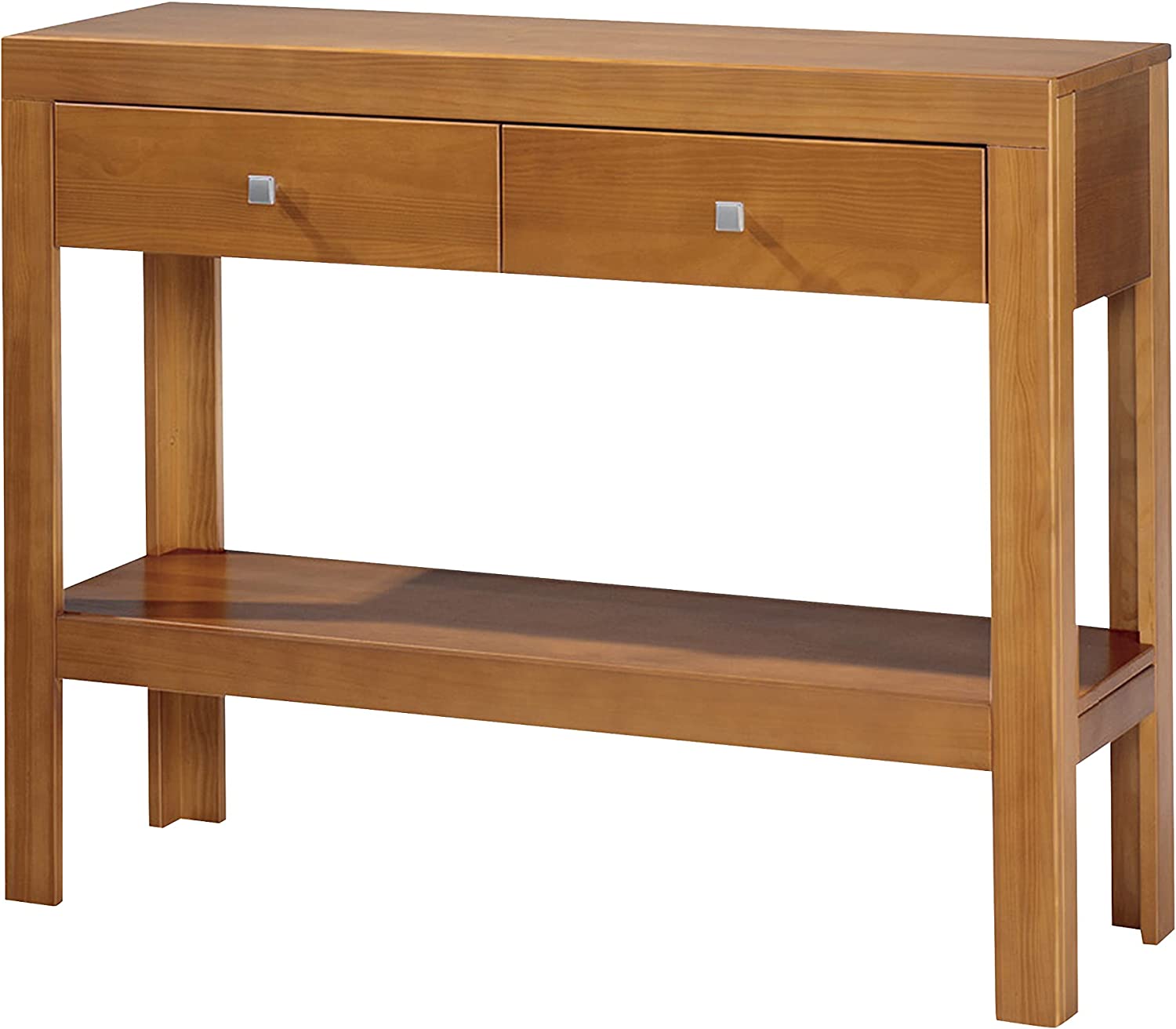 Console 2 tiroirs, pin massif couleur cerisier , 85x105x35 cm , mesure ...