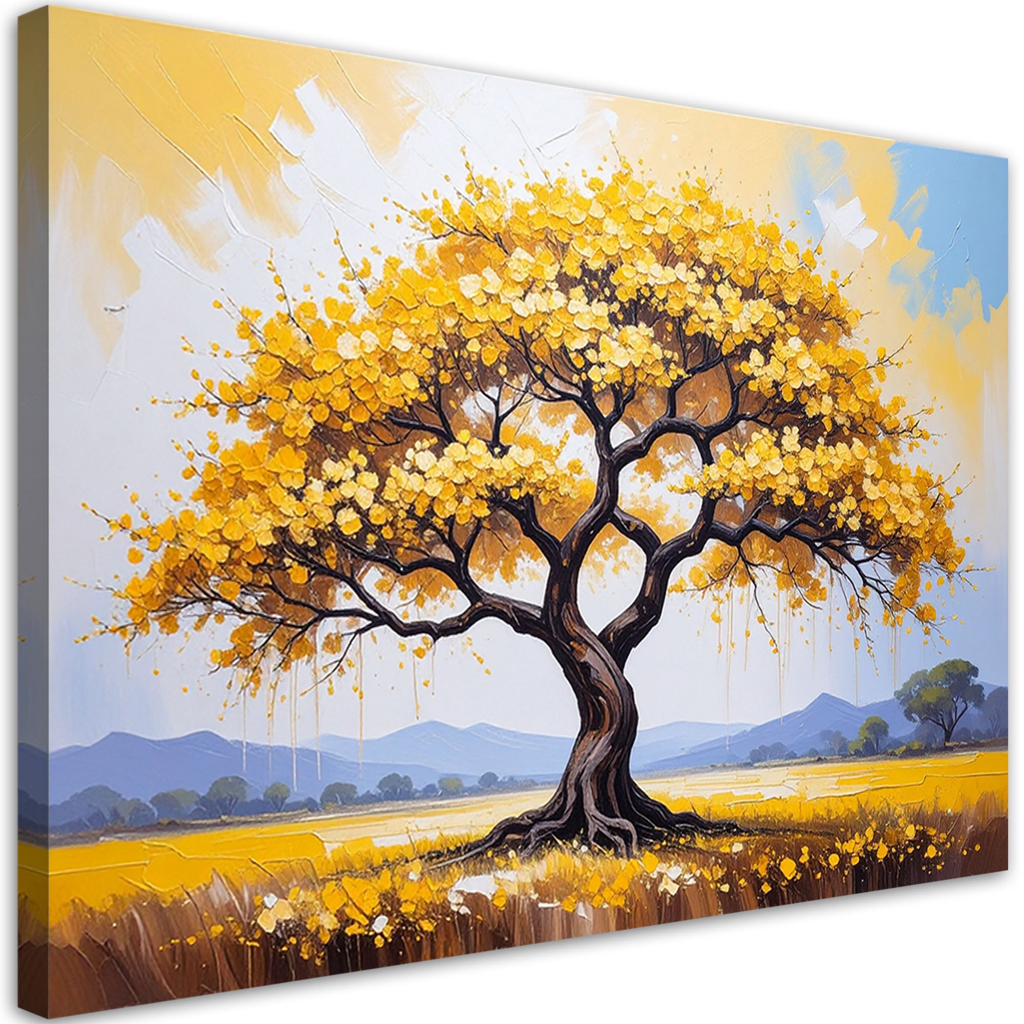 Obraz do salonu sypialni 3d złote kwitnące drzewo życia 60x40