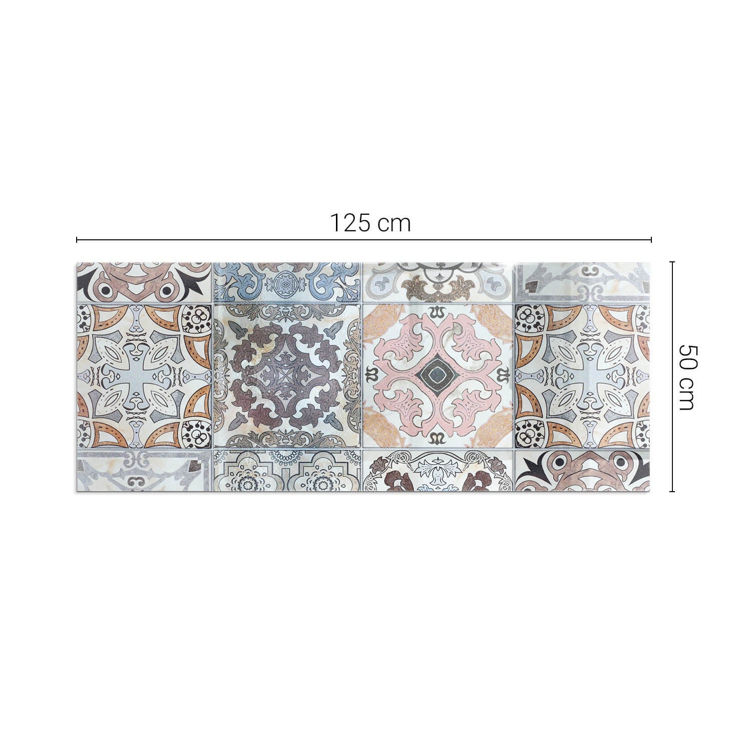 Szkło hartowane na podłogę pod kominek - 125x50 cm - Wzory mozaikowe w kaflach - TULUP - 2