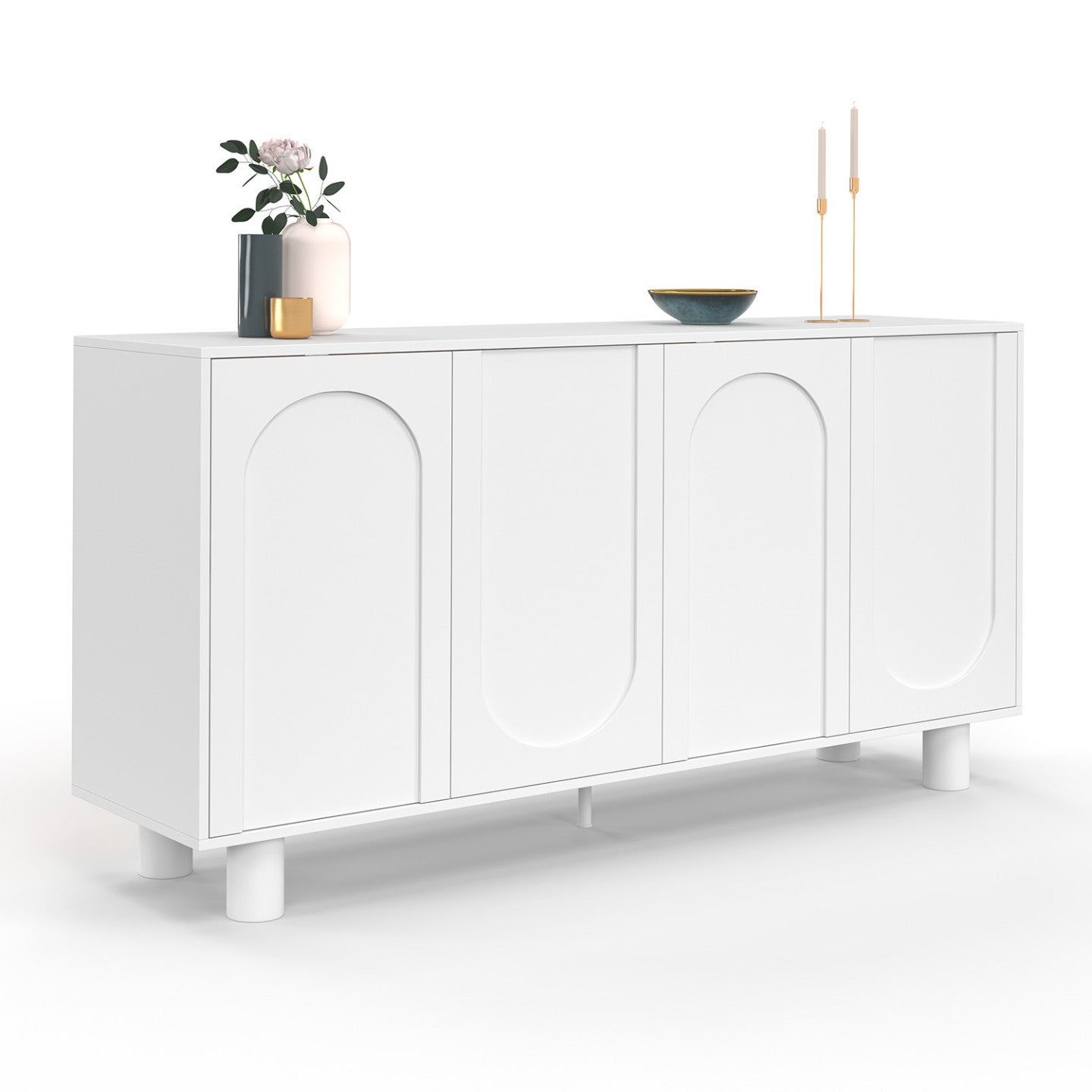 Buffet 160 cm ARCHIE 4 portes design arche blanc - 2