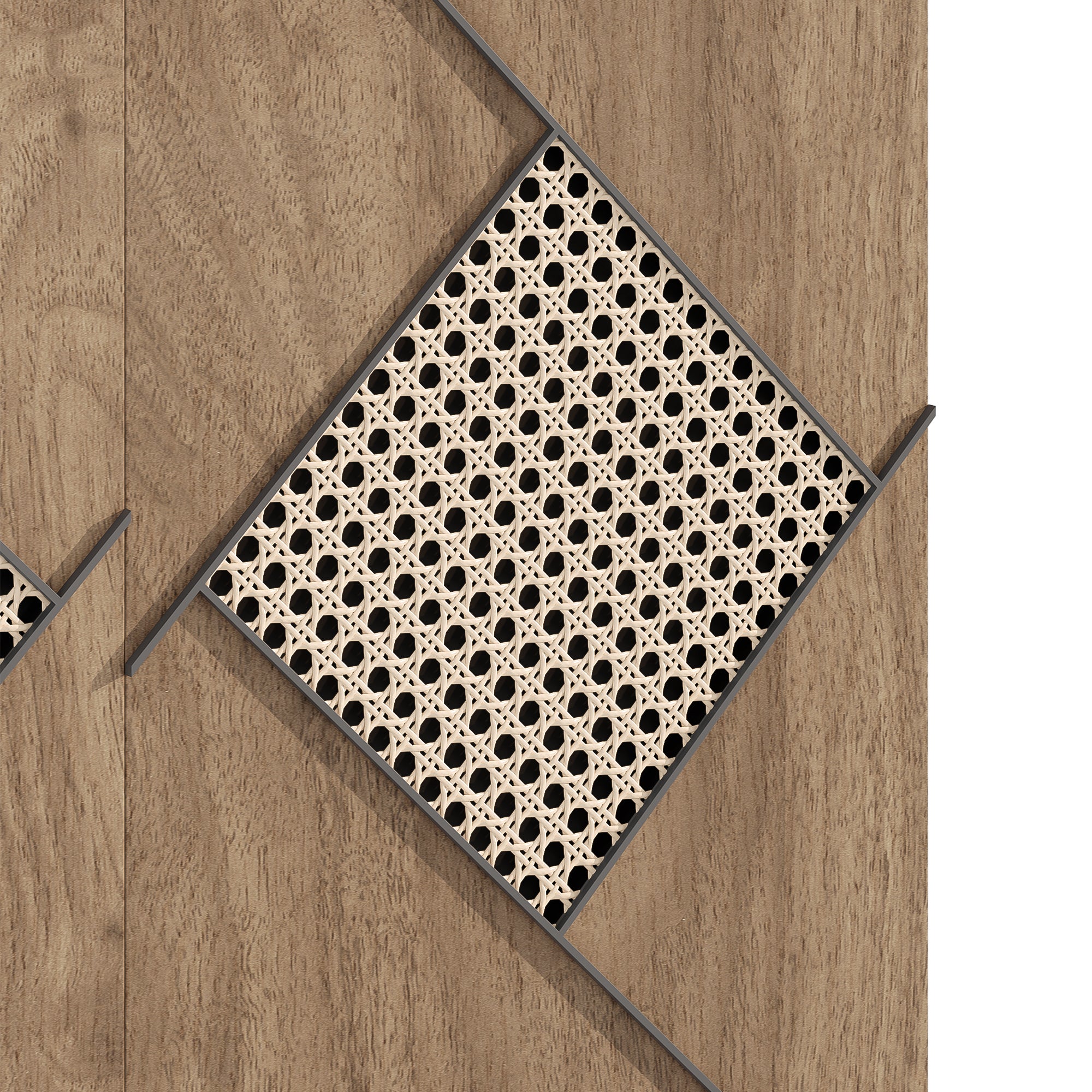 Szafka na buty z 2 drzwiami imitującymi rattan - 80 x 32 x 91 cm - Płyta wiórowa i nogi z tworzywa PVC - Kolor drewna - 9