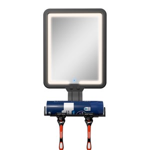 Specchio da doccia antiappannamento con luce, ricaricabile, 3 modalità colore, con vano portaoggetti, bianco, 32×17,5 cm | Leroy Merlin