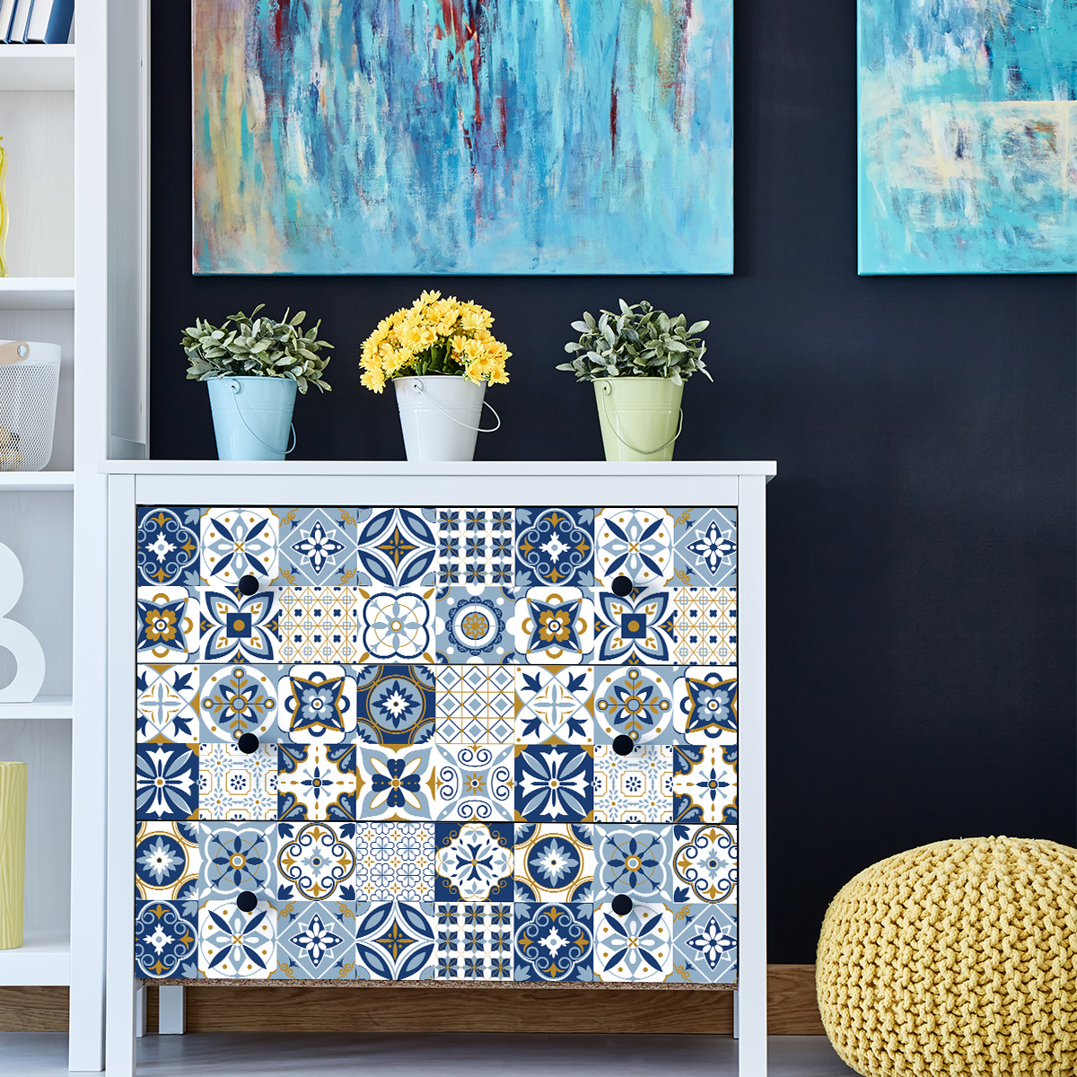 60 vinilos baldosa de cemento muebles tirana - adhesivo de pared - revestimiento sticker mural decorativo - 60stickers20x20cm