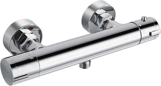 Mitigeur Thermostatique Douche Chromé Mural avec Bouton de Sécurité, Laiton Massif