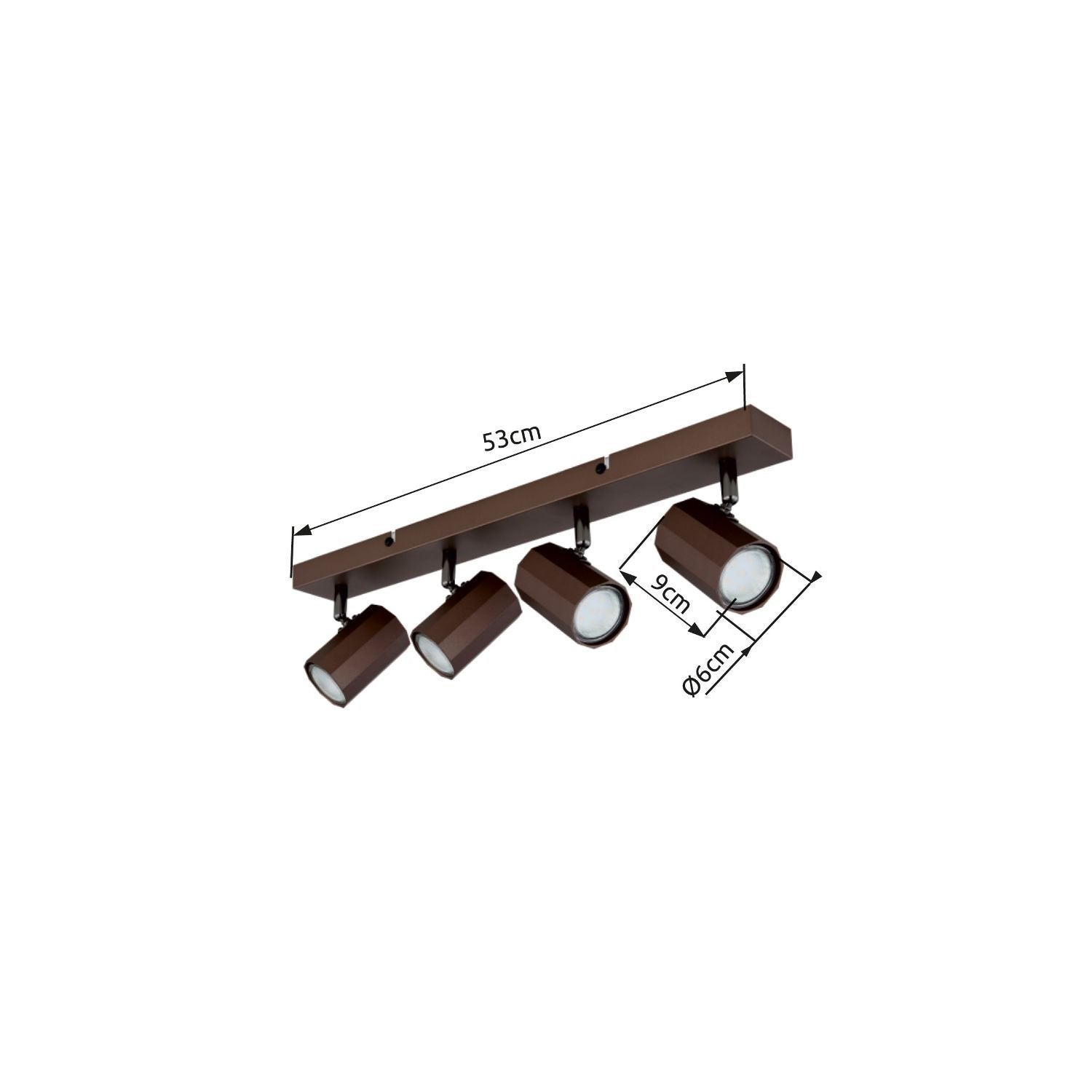 Spot métal couleur bronze mat, 4x GU10 - 8