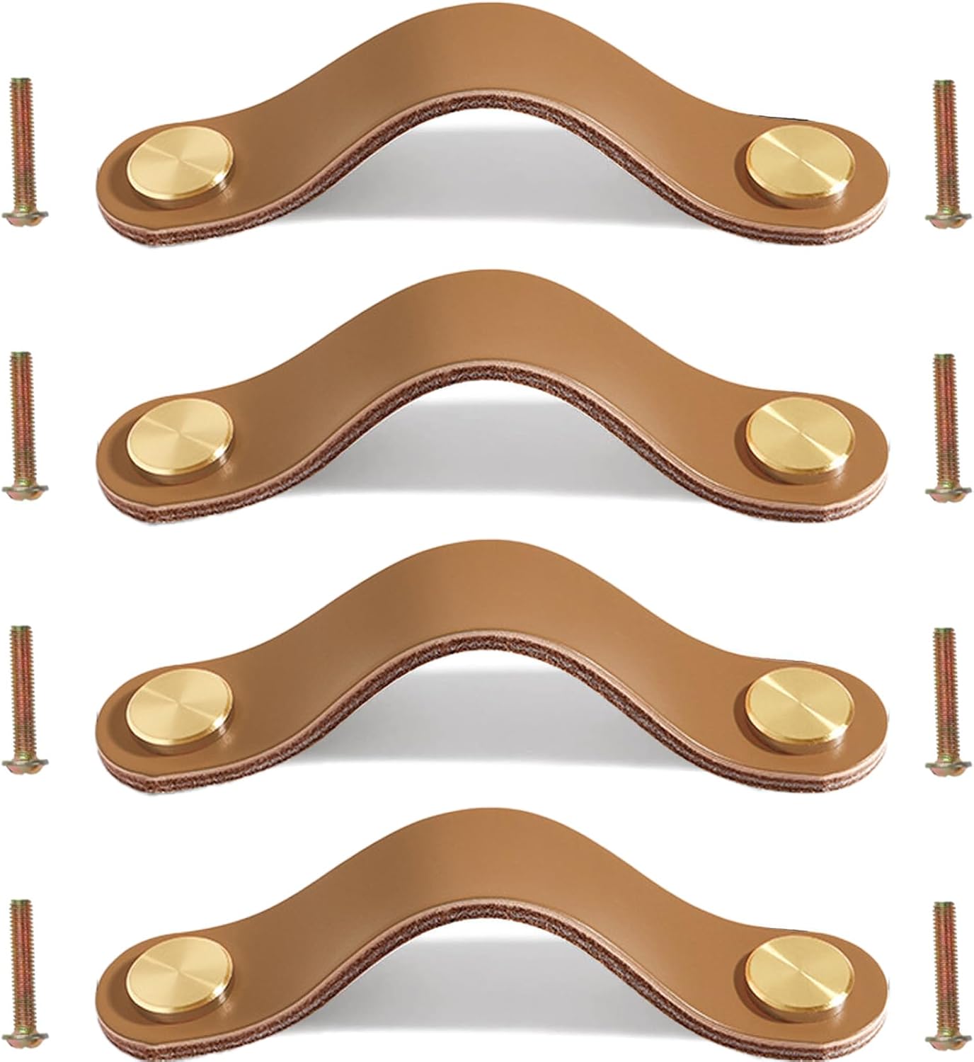 Juego de 4 tiradores de piel para muebles, armarios, cajones de piel, para cocina, baño, armarios, cómoda, madera, armario, 16,8 cm